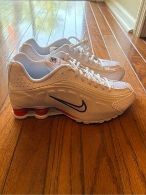 Nike Youth Shox Sneakers - White with Red Accents